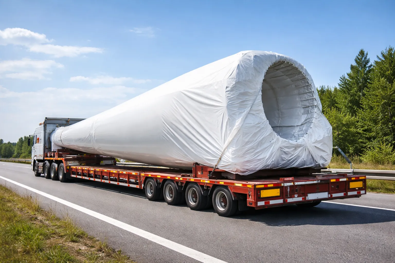 Protección textil industrial para transporte de componentes eólicos